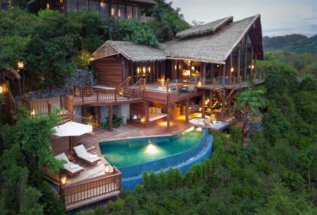 A hillside villa with a private infinity pool among forest at Six Senses Yao Noi