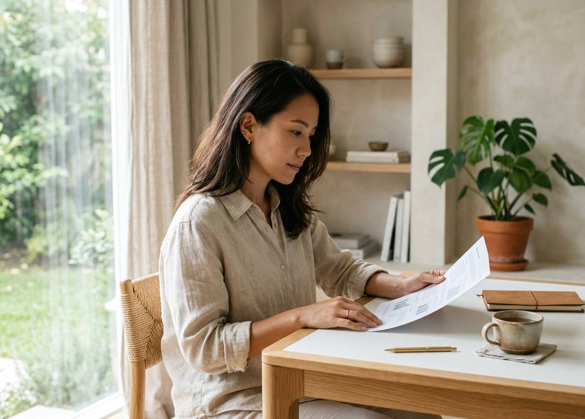 ผู้หญิงอ่านรายงานผลตรวจสุขภาพ — เข้าใจผลเลือดของตัวเองอย่างลึกซึ้ง